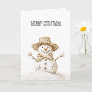 Christmas Beach Starfish Snowman Card