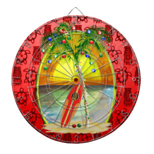 Christmas Beach Sunset Dartboard