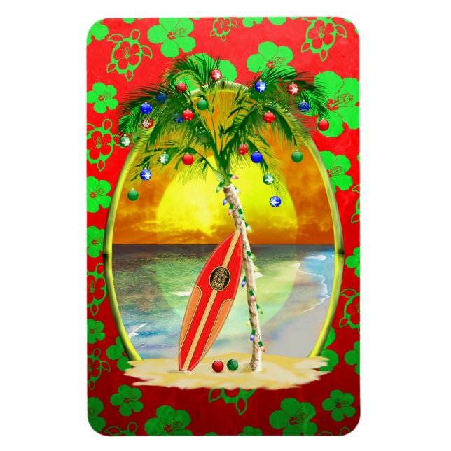 Christmas Beach Sunset Magnet (Vertical)