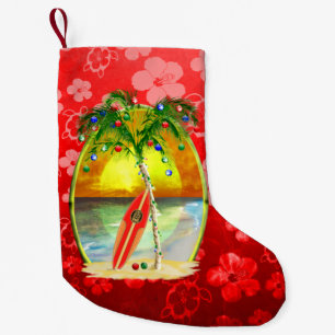 Christmas Beach Sunset Small Christmas Stocking