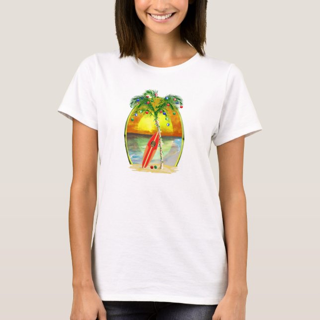 Christmas Beach Sunset T-Shirt (Front)