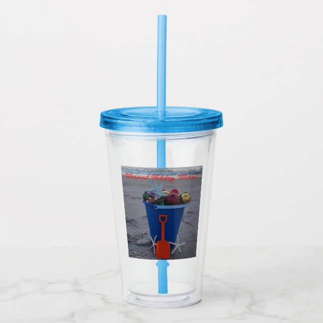 Christmas beach theme Acrylic Tumbler (Front)