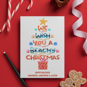 Christmas Beach tropical Beachy Tree Card