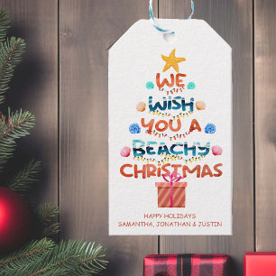 Christmas Beach tropical Beachy Tree  Gift Tags