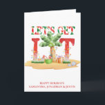 Christmas Beach tropical Let's get Lit Card<br><div class="desc">This design may be personalised by choosing the Edit Design option. You may also transfer onto other items. Contact me at colorflowcreations@gmail.com or use the chat option at the top of the page if you wish to have this design on another product or need assistance. See more of my designs...</div>