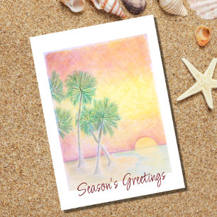 Christmas Beach Tropical Palm Trees Holiday Card