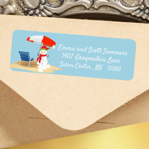 Christmas Beach Tropical Snowman Address