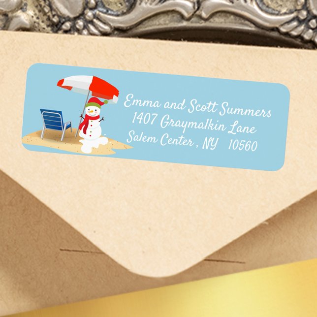 Christmas Beach Tropical Snowman Address (Creator Uploaded)
