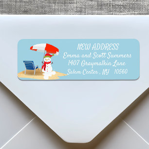 Christmas Beach Tropical Snowman New Address