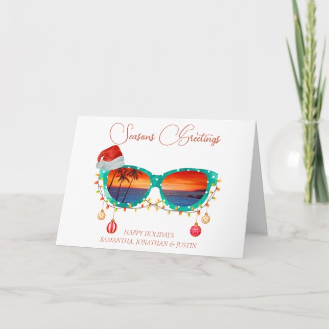 Christmas Beach tropical Sun Glasses  Card (Front)