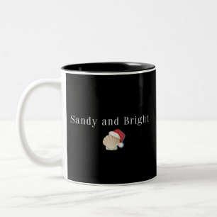 Christmas Beach Vacation Sandy and Bright Seashell Two-Tone Coffee Mug