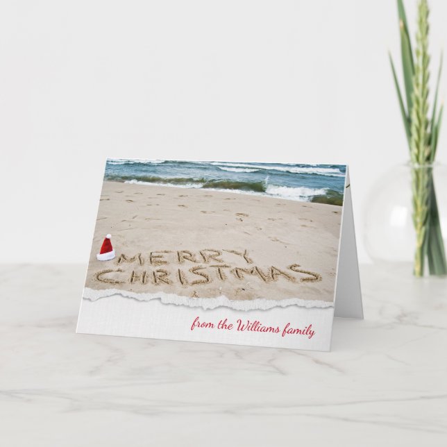 Christmas beach with surf holiday card (Front)