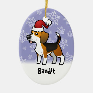 Christmas Beagle (add your pets name) Ceramic Tree Decoration
