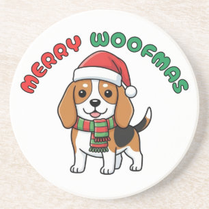 Christmas Beagle Coaster: Merry Woofmas Coaster