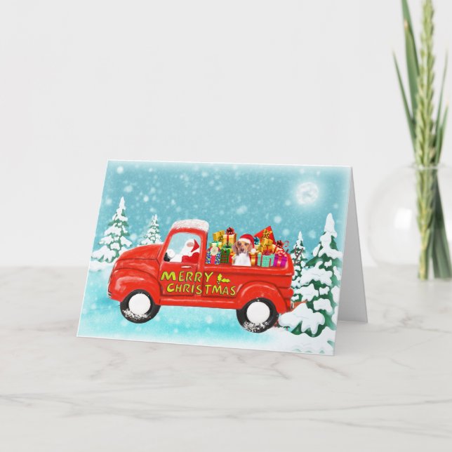 Christmas Beagle Dog gifts delivery truck Card (Front)