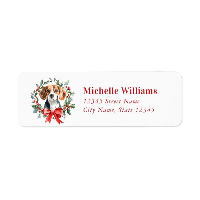 Christmas Beagle Dog Return Address Labels (Front)
