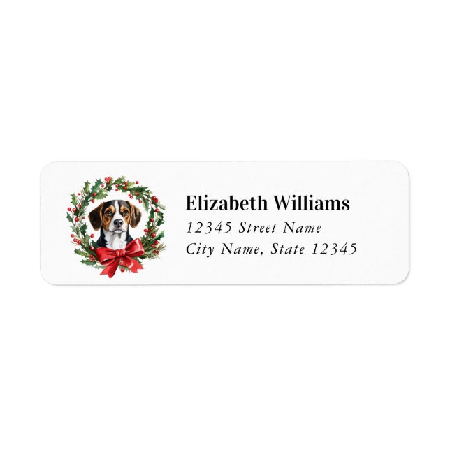 Christmas Beagle Dog Return Address Labels (Front)