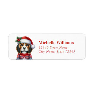 Christmas Beagle Dog Return Address Labels