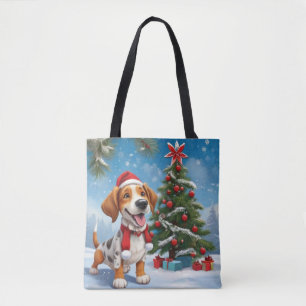Christmas Beagle Dog Tote Bag