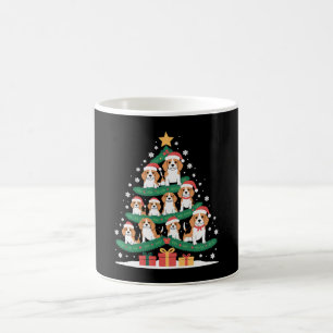 Christmas Beagle Dog Tree Santa Hat Xmas Snowflak Coffee Mug