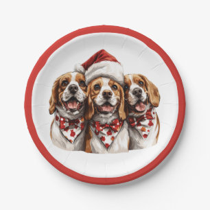 Christmas Beagle Dogs Paper Plate