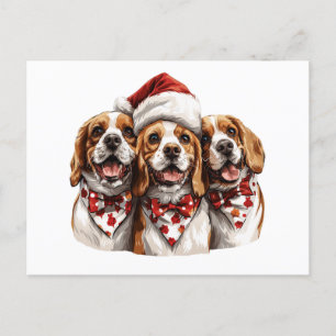 Christmas Beagle Dogs Postcard