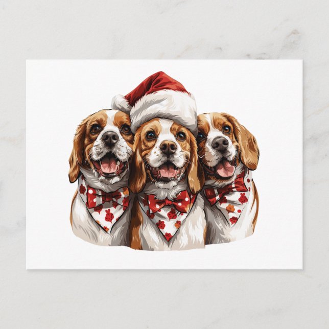 Christmas Beagle Dogs Postcard (Front)