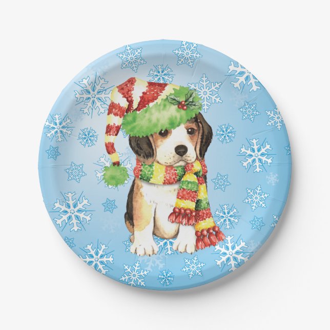 Christmas Beagle Paper Plate (Front)