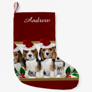 Christmas Beagle puppies Small Christmas Stocking