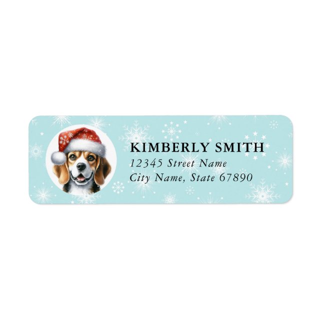 Christmas Beagle Return Address Labels (Front)