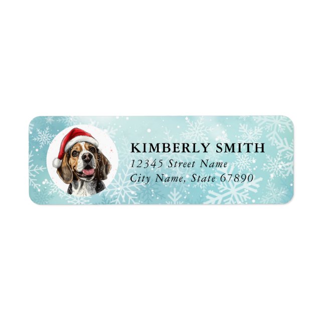 Christmas Beagle Return Address Labels (Front)