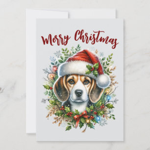 Christmas Beagle Rustic Christmas Farmhouse Style Holiday Card