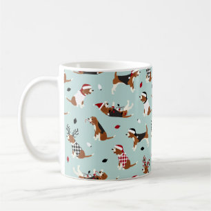 Christmas Beagles Blue Coffee Mug