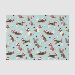 Christmas Beagles Blue Tissue Paper