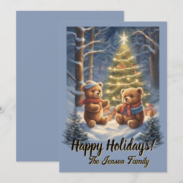 Christmas bear 17, Happy Holidays, Christmas card (Front/Back)