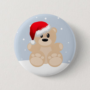 Christmas Bear 6 Cm Round Badge