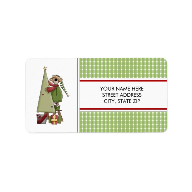 Christmas Bear Address Mailing Labels (Front)