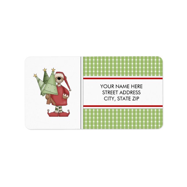 Christmas Bear Address Mailing Labels (Front)