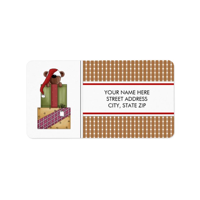 Christmas Bear Address Mailing Labels (Front)