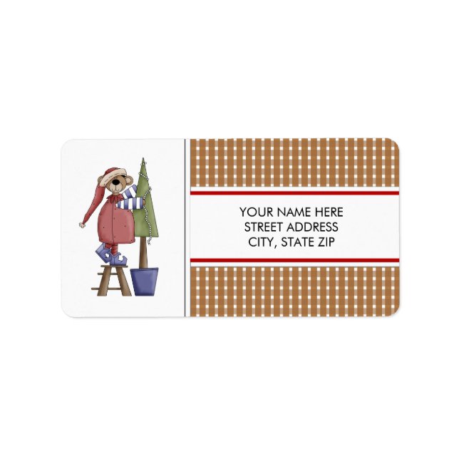 Christmas Bear Address Mailing Labels (Front)