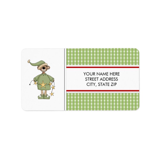 Christmas Bear Address Mailing Labels (Front)