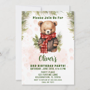 Christmas Bear Boy Birthday Party Invitation