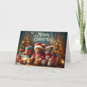 Christmas Bear Christmas greeting cards. Holiday Card