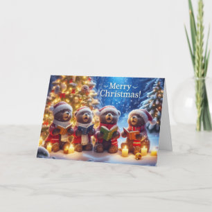Christmas Bear Christmas greeting cards. Holiday Card