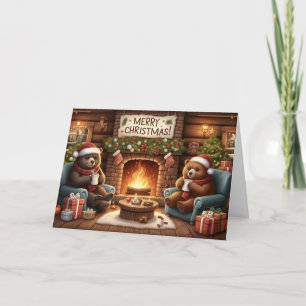 Christmas Bear Christmas greeting cards. Holiday Card