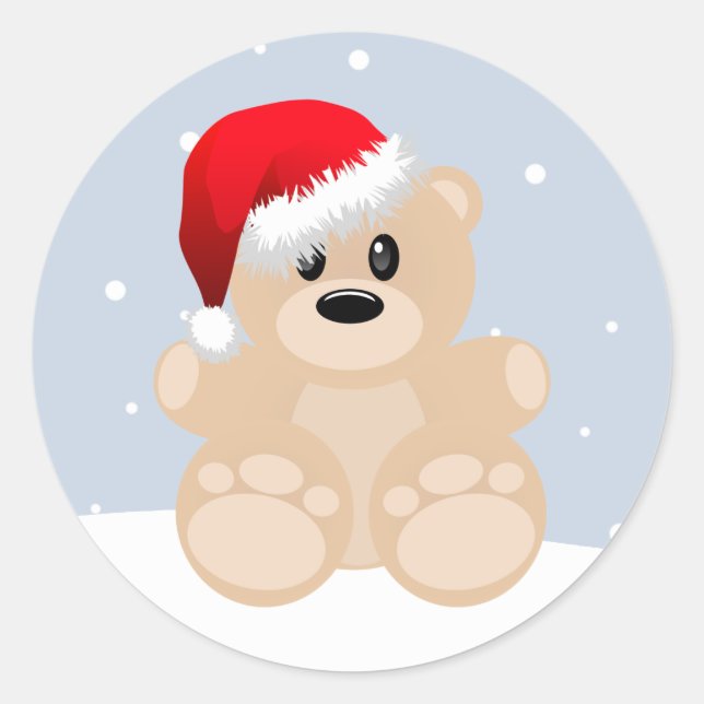 Christmas Bear Classic Round Sticker (Front)