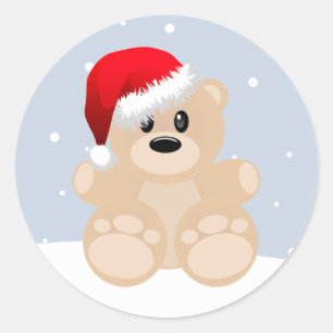 Christmas Bear Classic Round Sticker