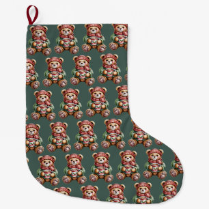 Christmas Bear Cosy Xmas Winter Coffee Large Christmas Stocking