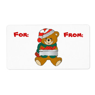 Christmas Bear Gift Tag Label
