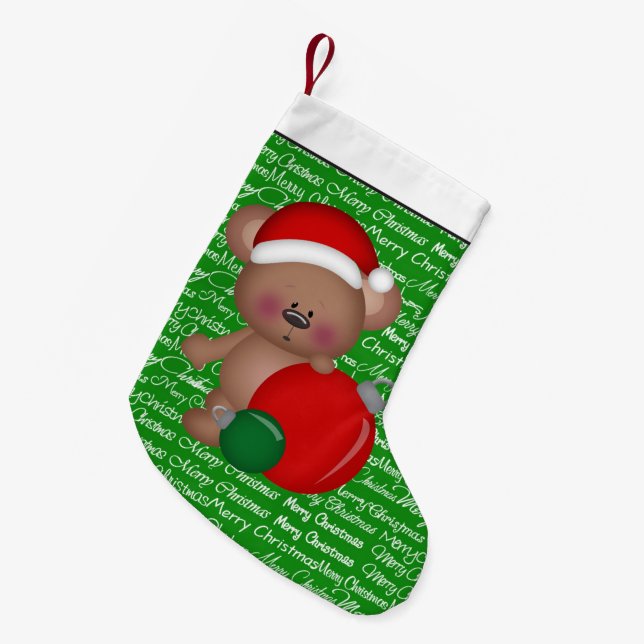 Christmas Bear Holiday cartoon stocking (Front (Hanging))